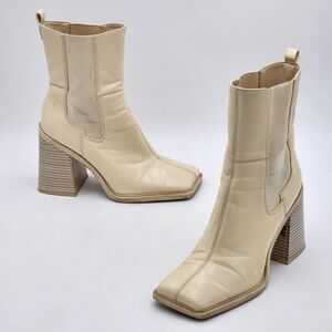 Circus By Sam Edelman Lauren Square Chunky Heel Boots Vanilla Bean Ivory Size 9